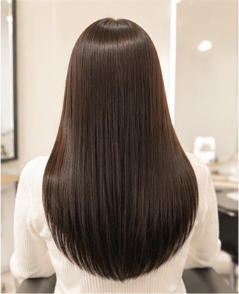 Permanent hair straightening style
